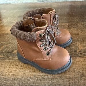 Kids Brown Lace-Up Boots